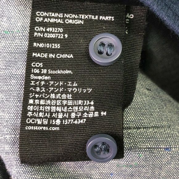 COS Collection of Style Men Size Medium Blue Button Front Bomber Style Shirt NWT - Picture 4 of 7